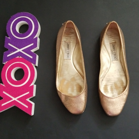 Jimmy Choo Shoes - JIMMY CHOO LONDON gold ballet flats